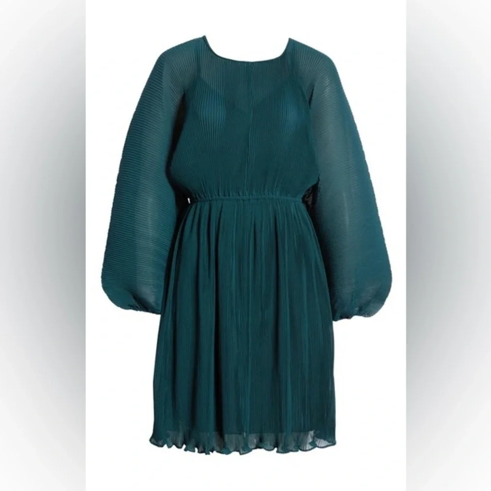 NWT Floret Studios Pleated Long Sleeve Mini Dress